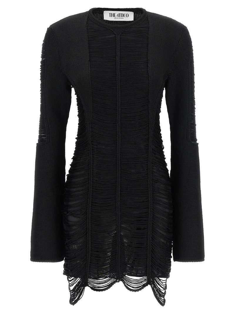 The Attico Black Viscose Short Dress