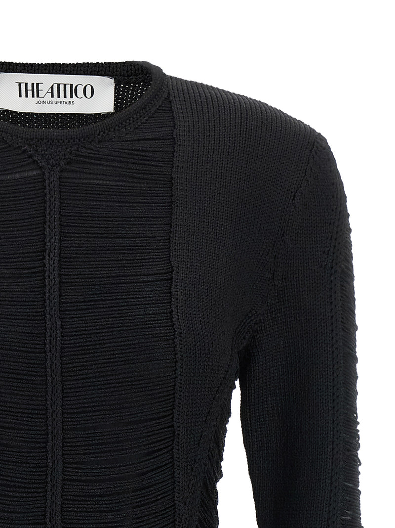 The Attico Black Viscose Short Dress