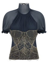 The Attico Blue Silk Tank Tops