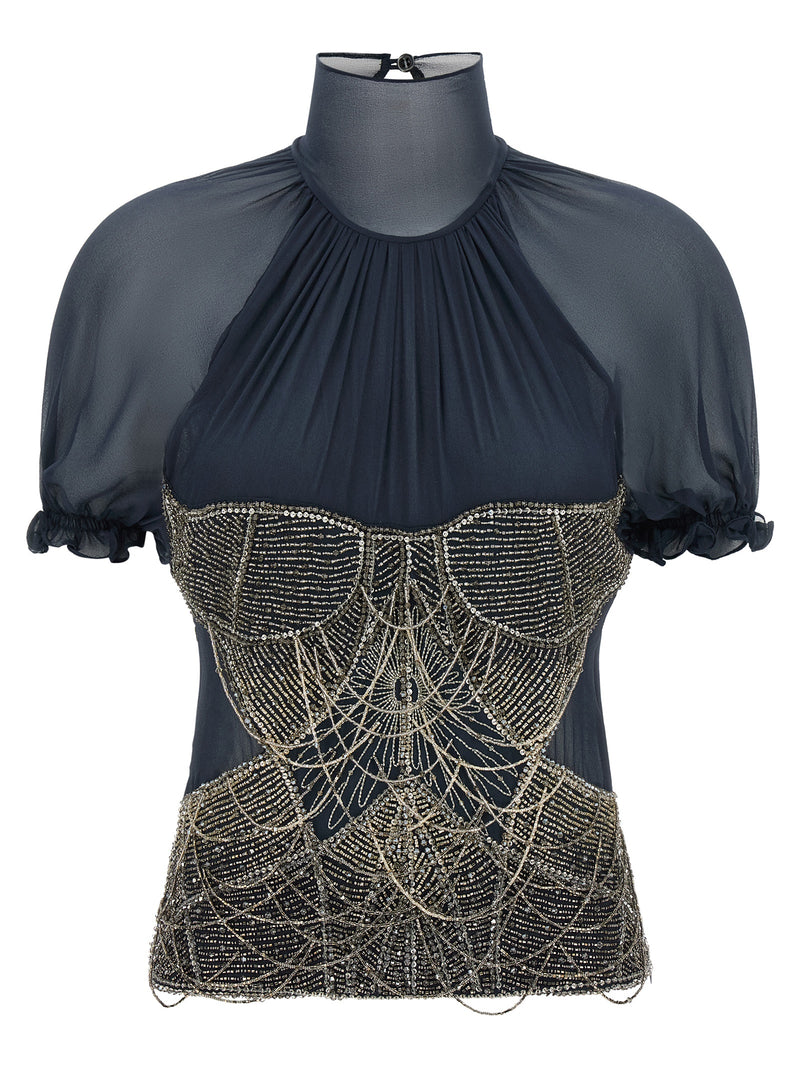 The Attico Blue Silk Tank Tops