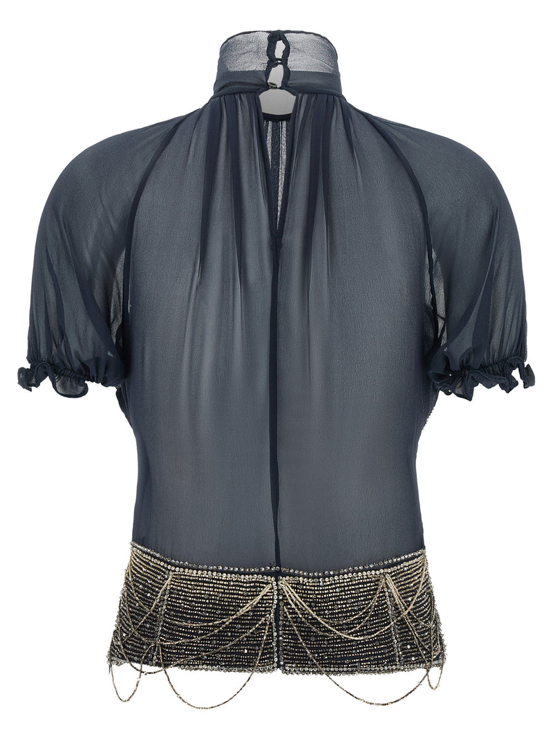 The Attico Blue Silk Tank Tops