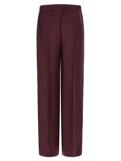 F.R.S. - FOR RESTLESS SLEEPERS Bordeaux Silk Casual Pants