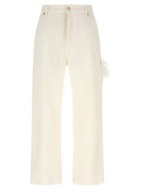 Darkpark White Cotton Casual Pants
