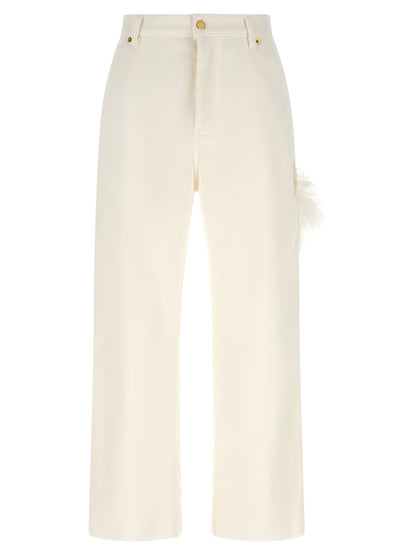 Darkpark White Cotton Casual Pants