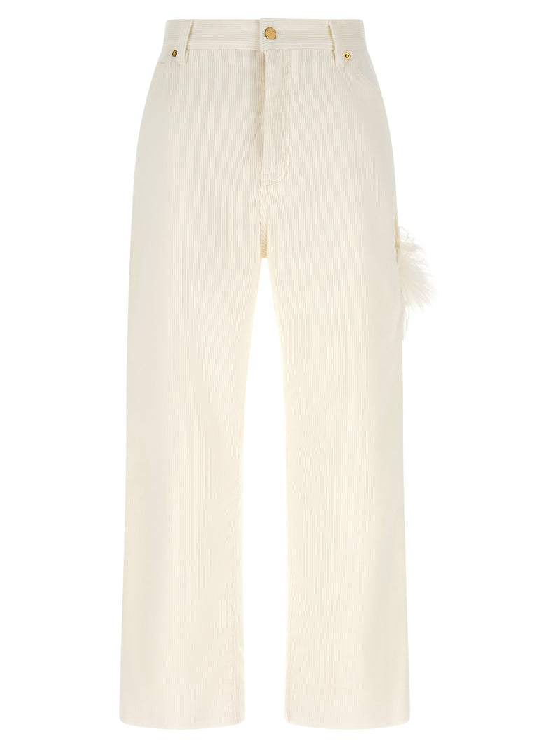 Darkpark White Cotton Casual Pants
