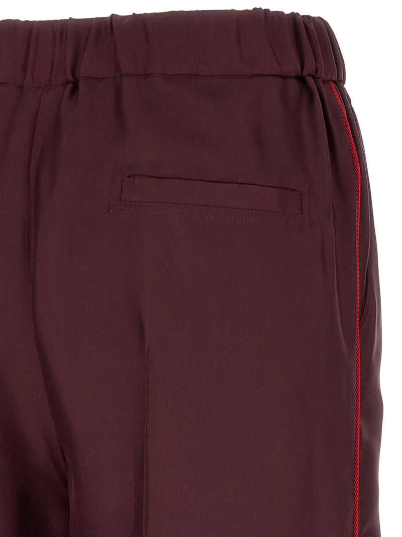 F.R.S. - FOR RESTLESS SLEEPERS Bordeaux Silk Casual Pants
