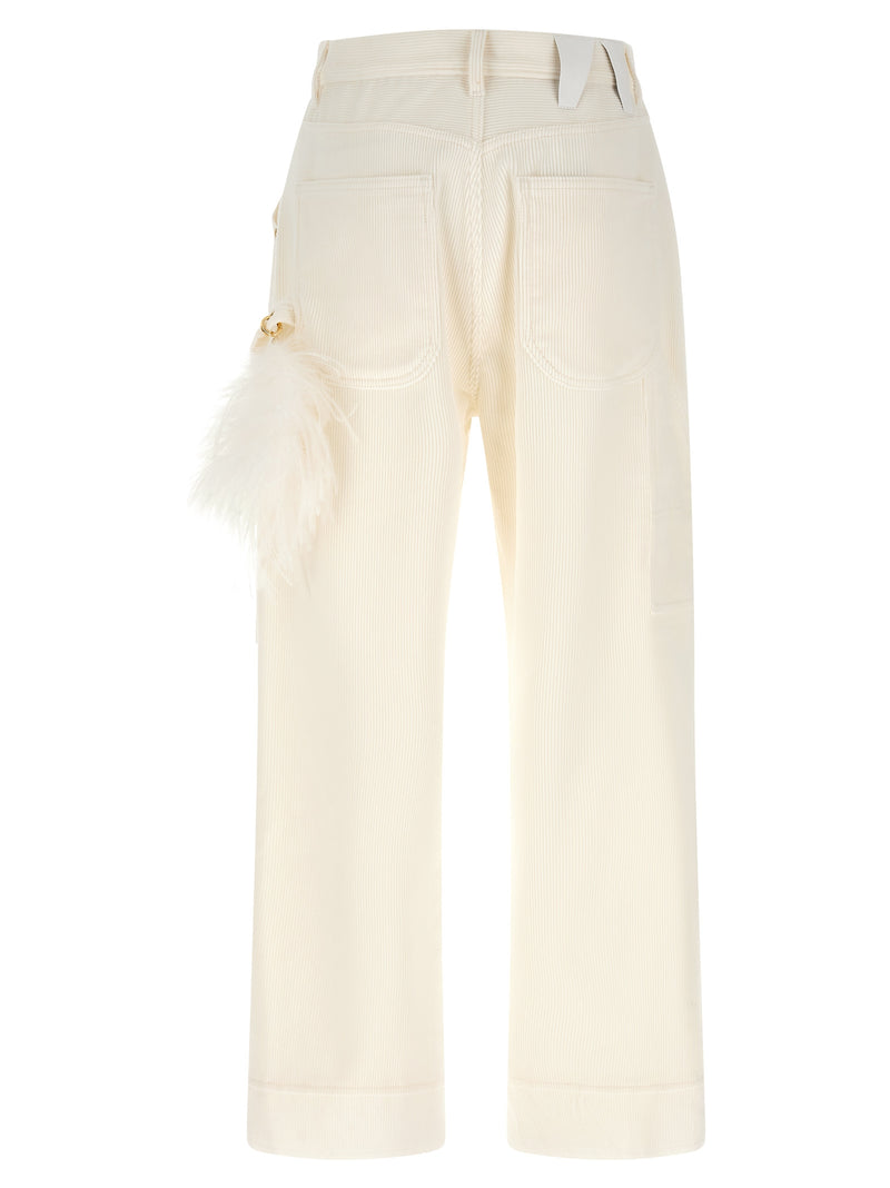 Darkpark White Cotton Casual Pants