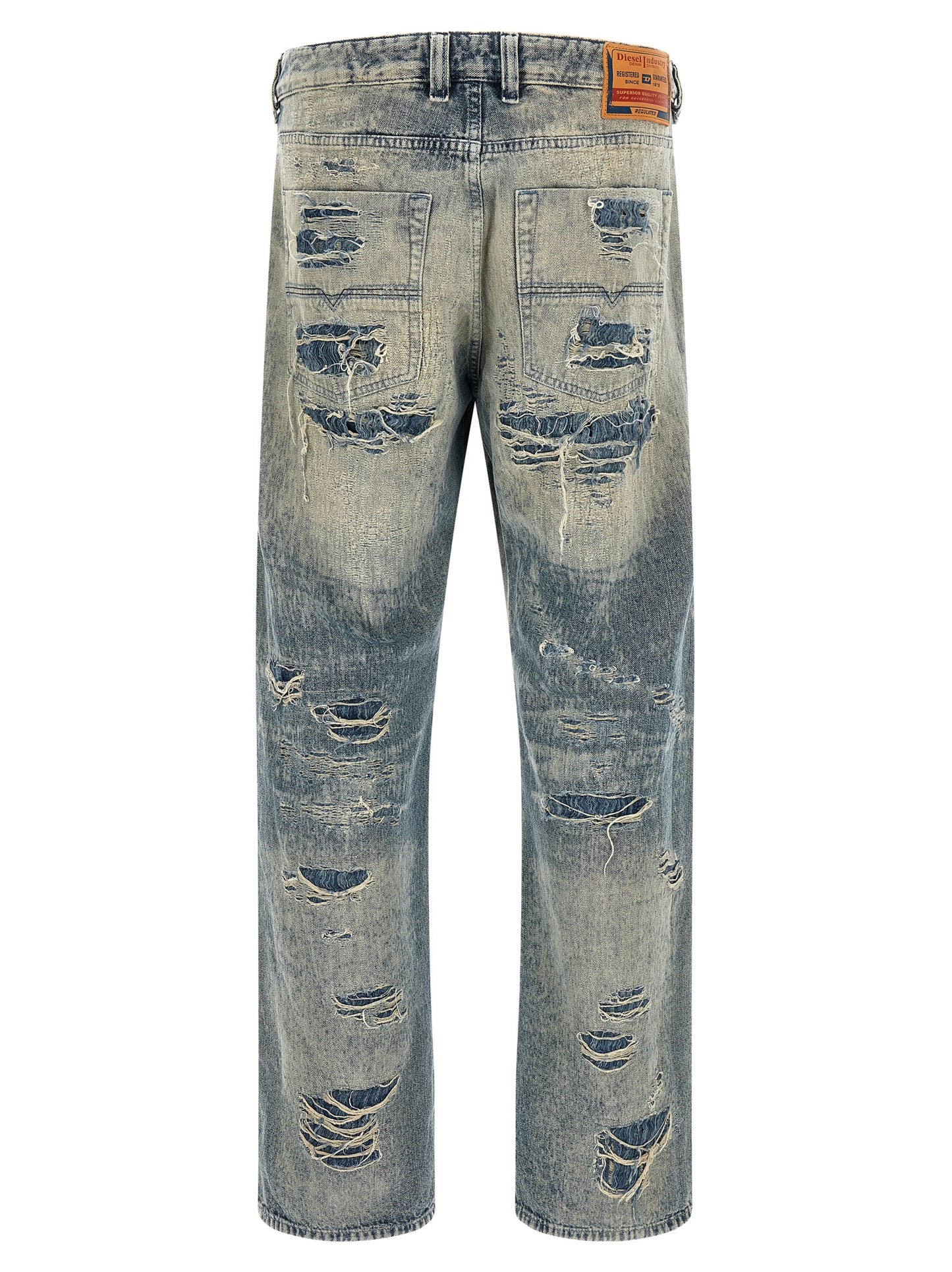 Diesel Blue Cotton Relaxed Fit Jeans