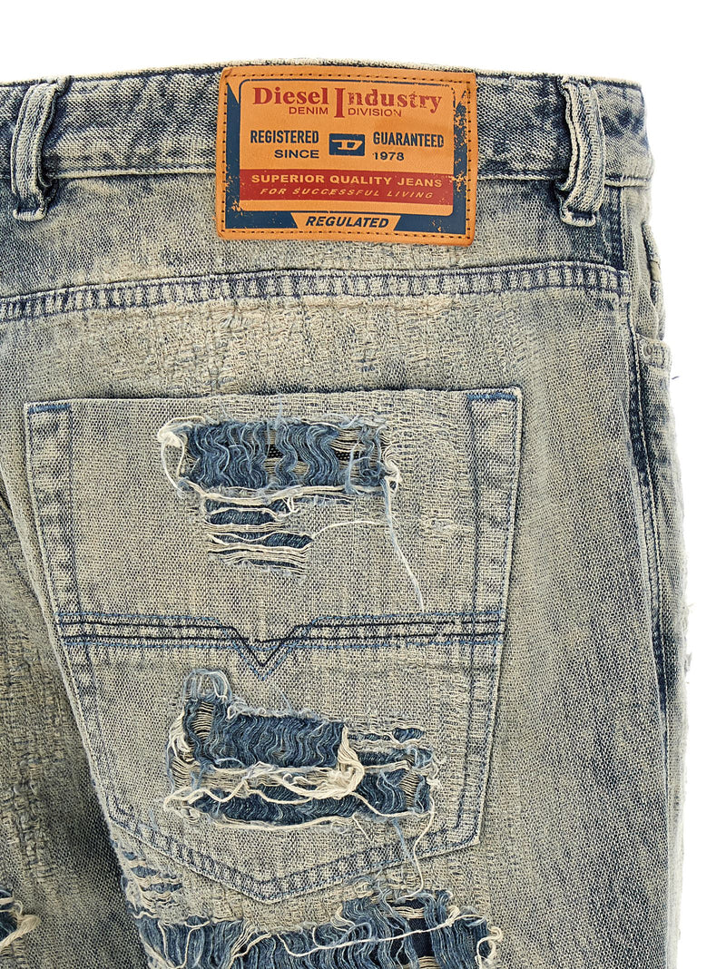 Diesel Blue Cotton Relaxed Fit Jeans
