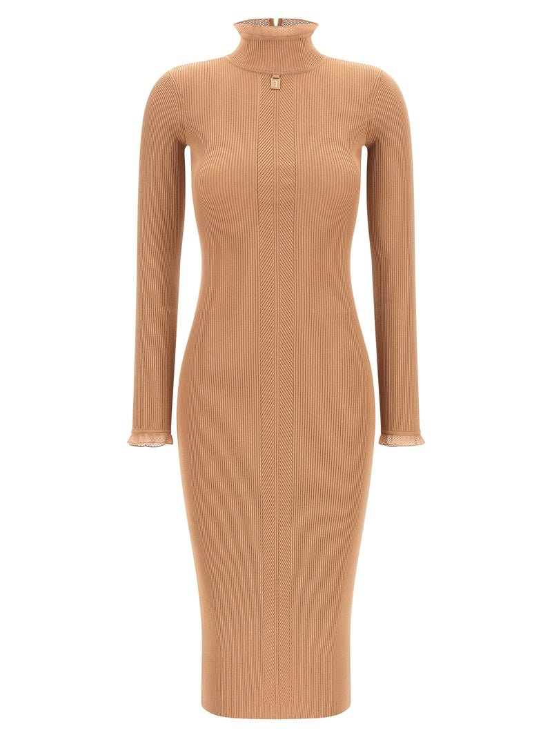 Elisabetta Franchi Beige Viscose Midi Dress