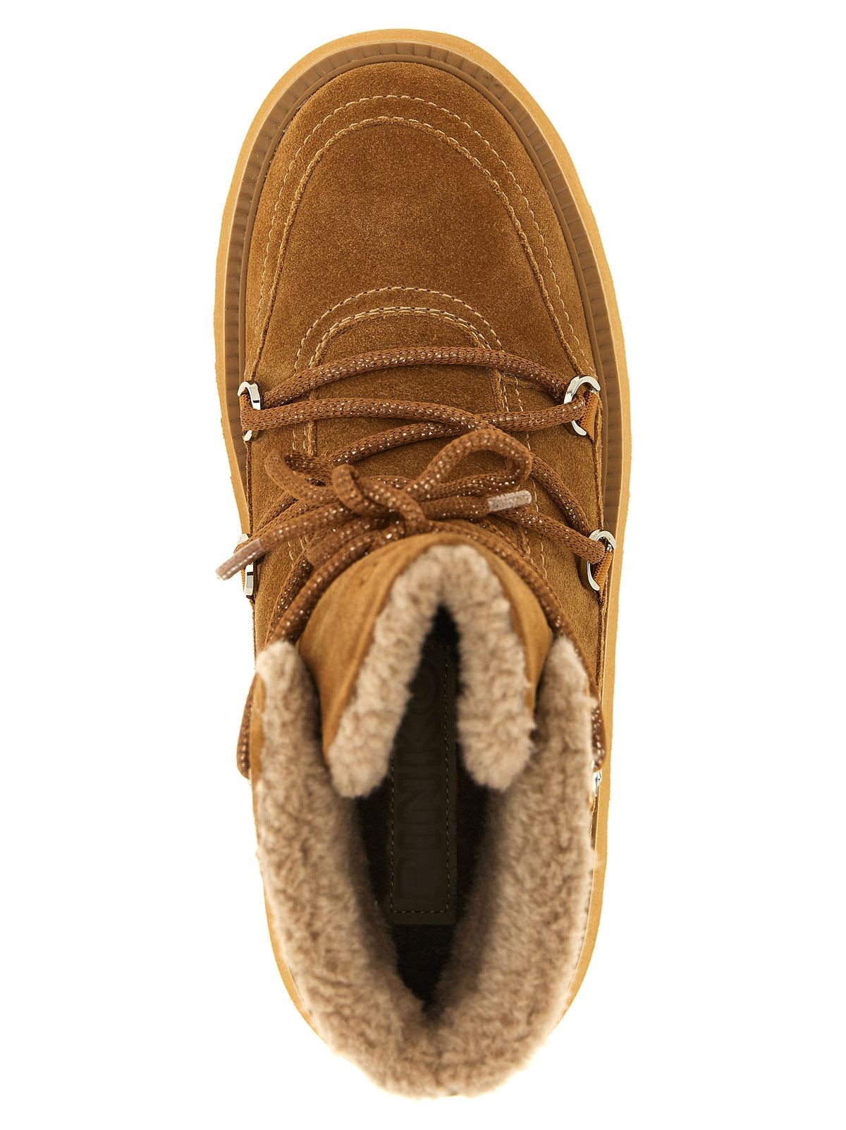 PINKO Martina Brown Cowhide Flat Boots for Women