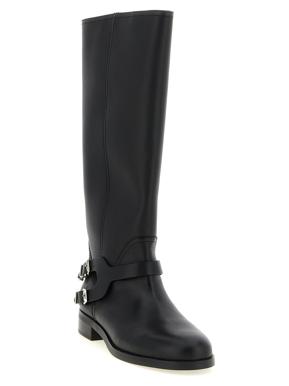 PINKO Cheval Black Cowhide Over The Knee Boots