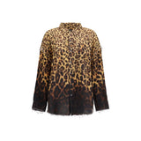 R13 Brown Denim Shirt - Oversized Fit with Vintage Distress