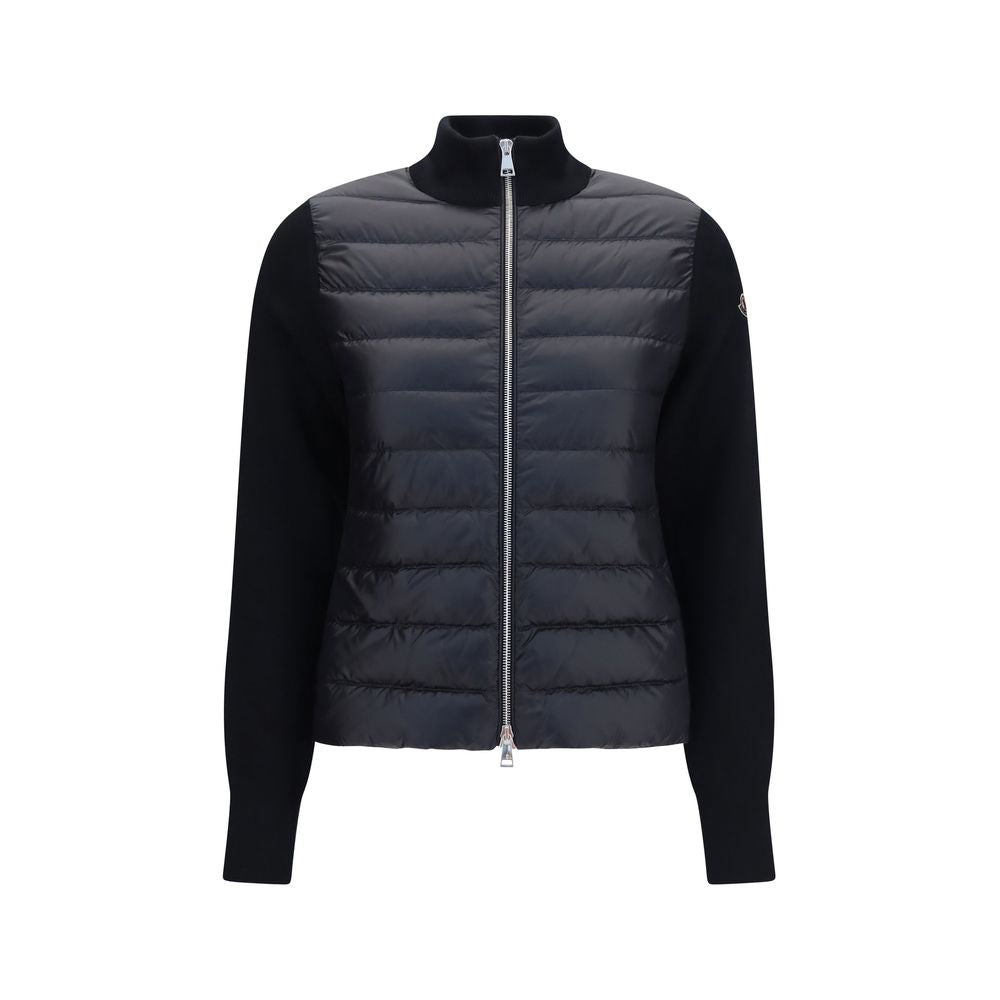 Moncler Black Quilted Knit Cardigan for Women