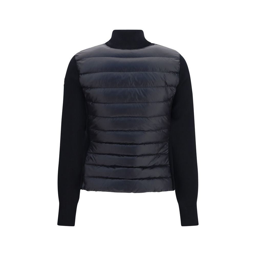 Moncler Black Quilted Knit Cardigan for Women