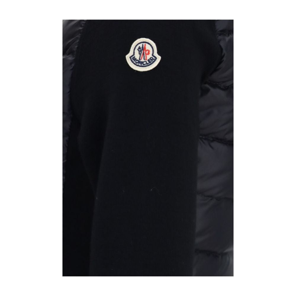 Moncler Black Quilted Knit Cardigan for Women
