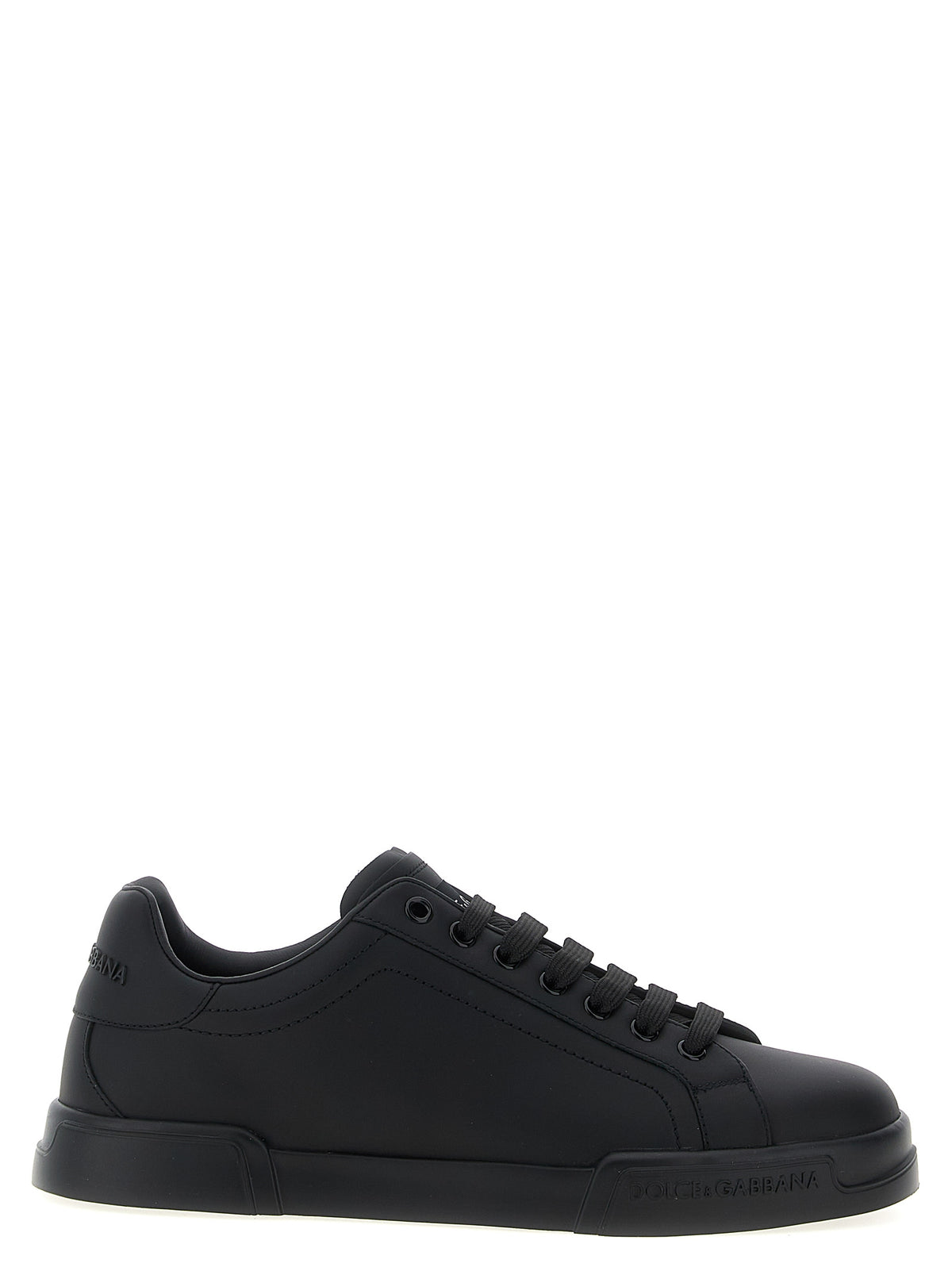 Dolce & Gabbana Black Calfskin Portofino Low Top Sneakers