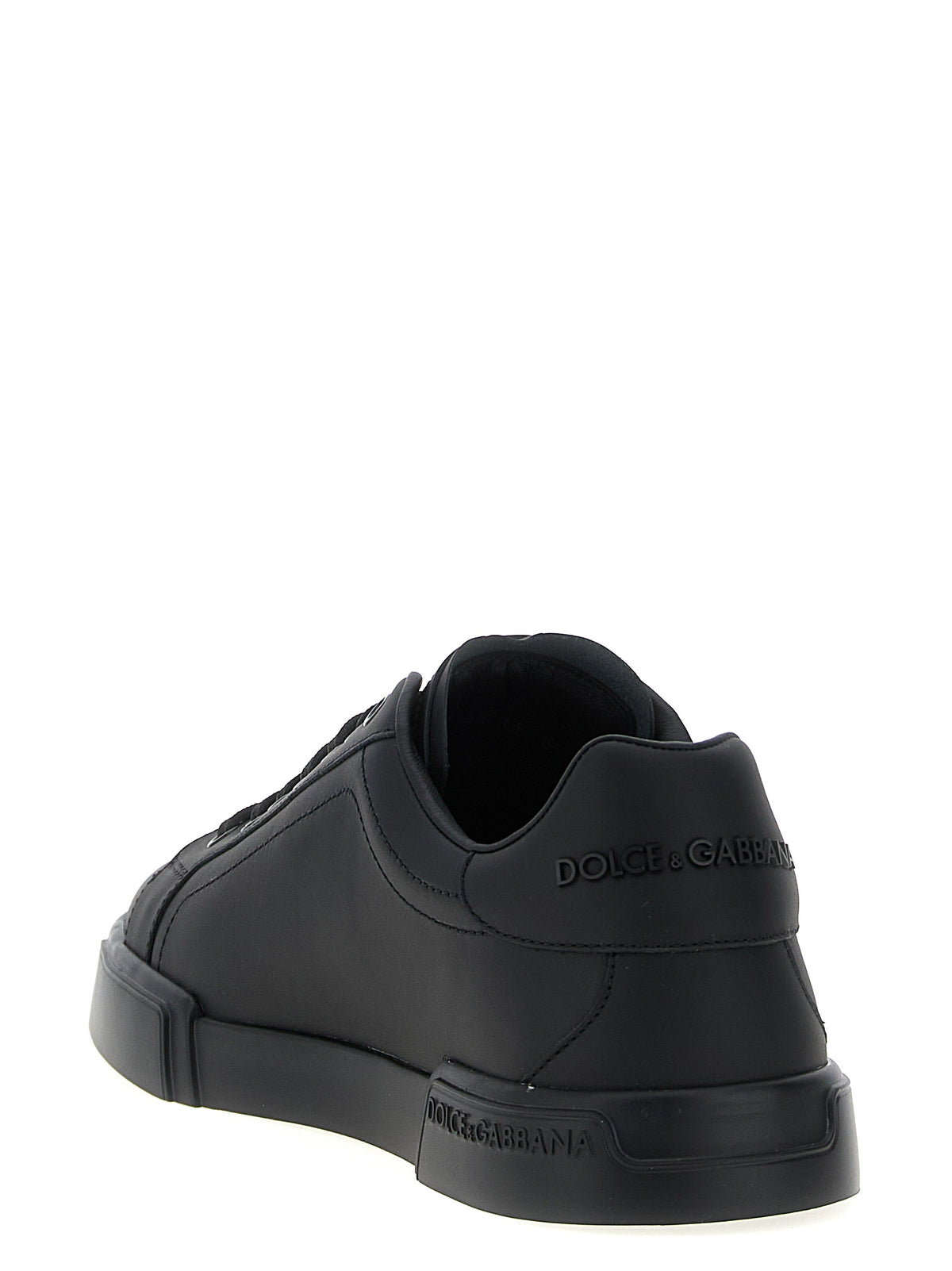 Dolce & Gabbana Black Calfskin Portofino Low Top Sneakers