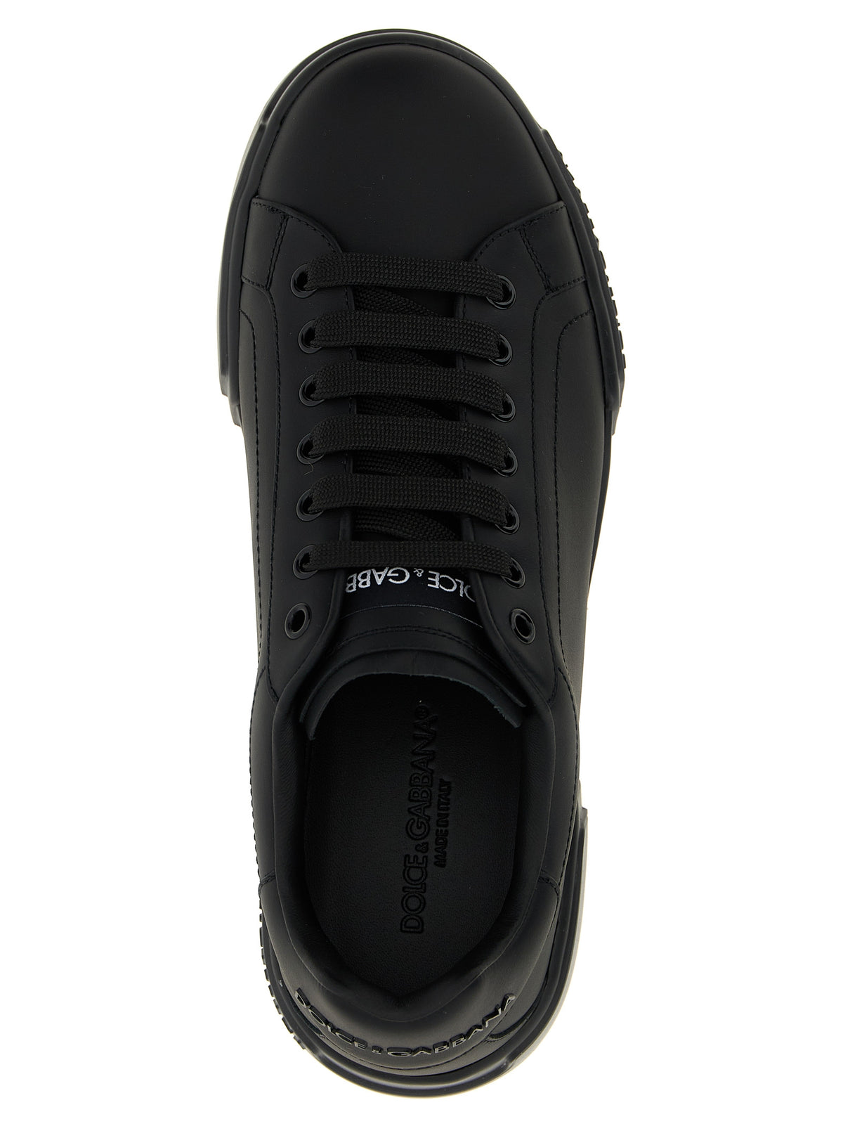 Dolce & Gabbana Black Calfskin Portofino Low Top Sneakers