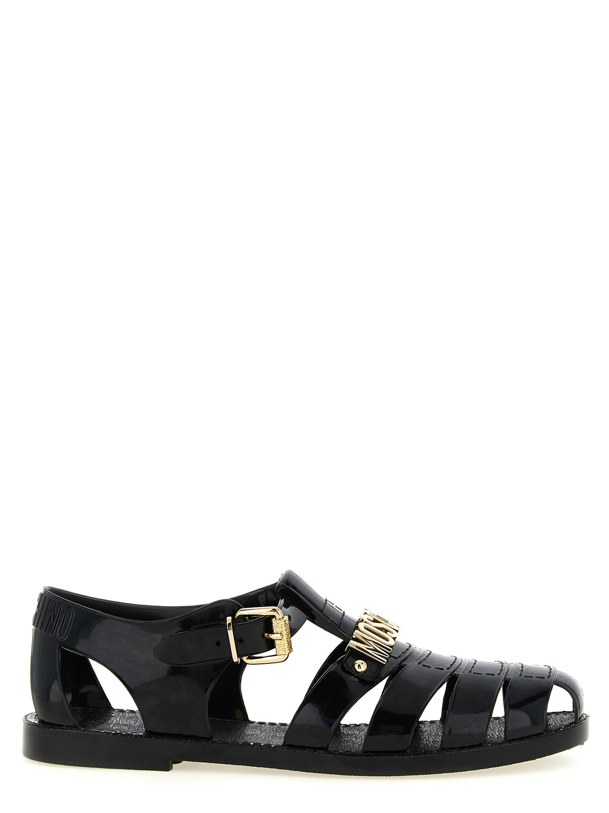 Moschino Black PVC Flat Sandals for Men