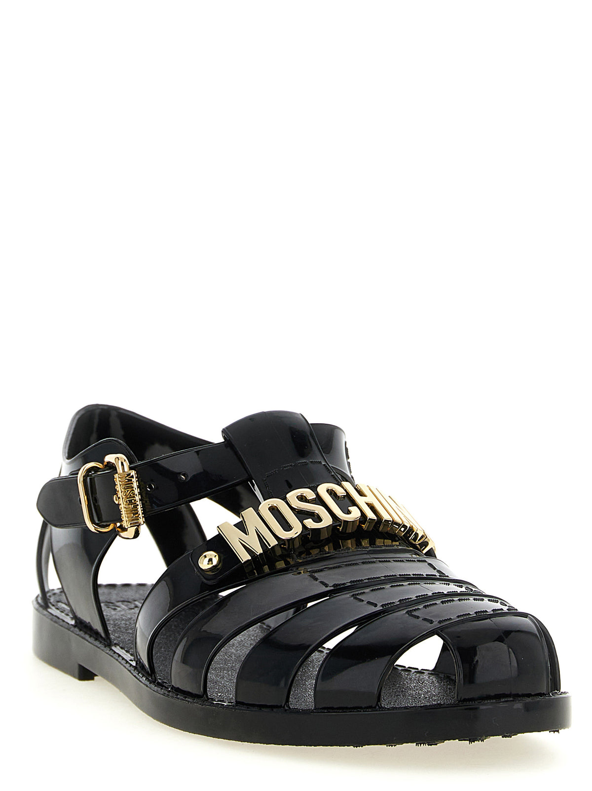 Moschino Black PVC Flat Sandals for Men