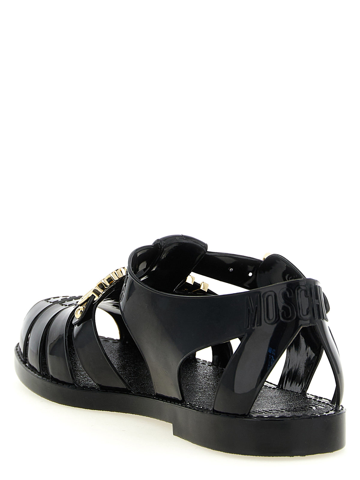 Moschino Black PVC Flat Sandals for Men