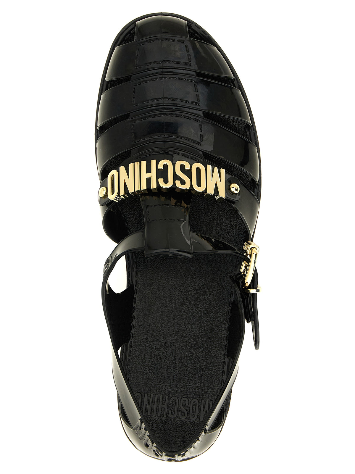 Moschino Black PVC Flat Sandals for Men