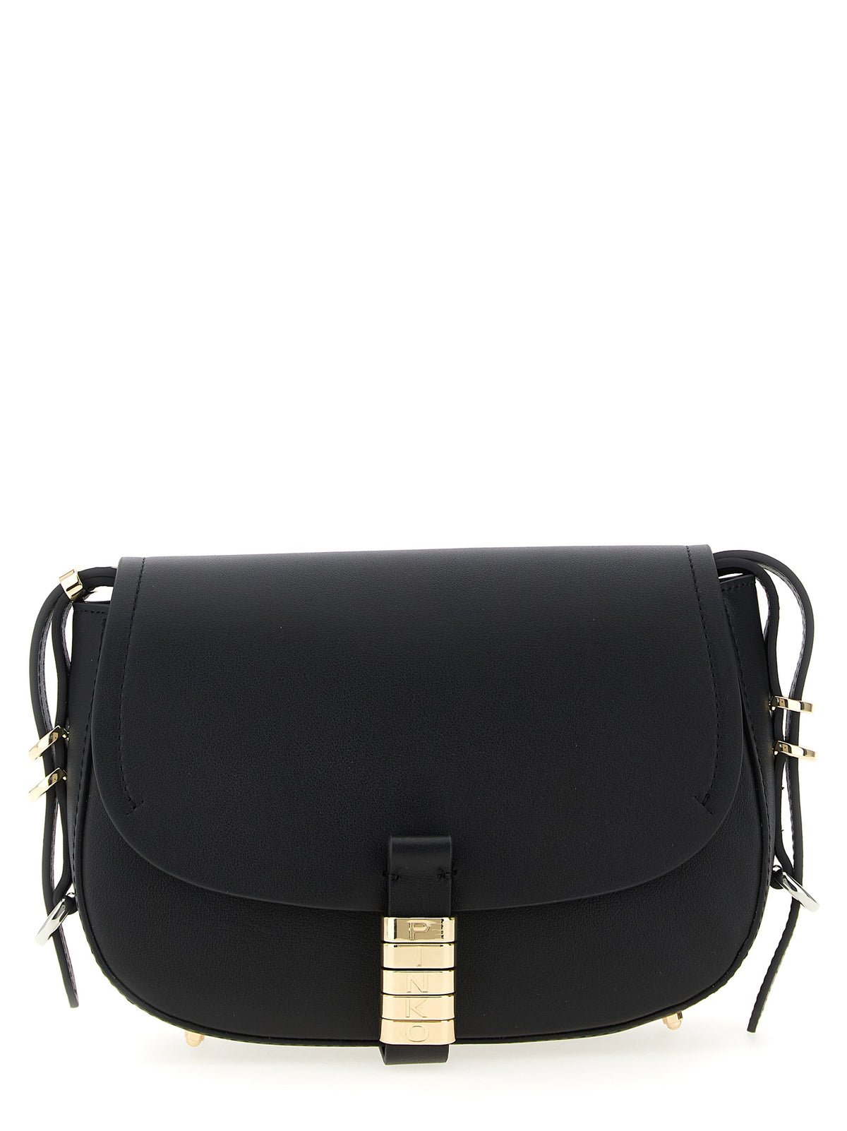 PINKO Saddle Mini Black Calfskin Crossbody Bag