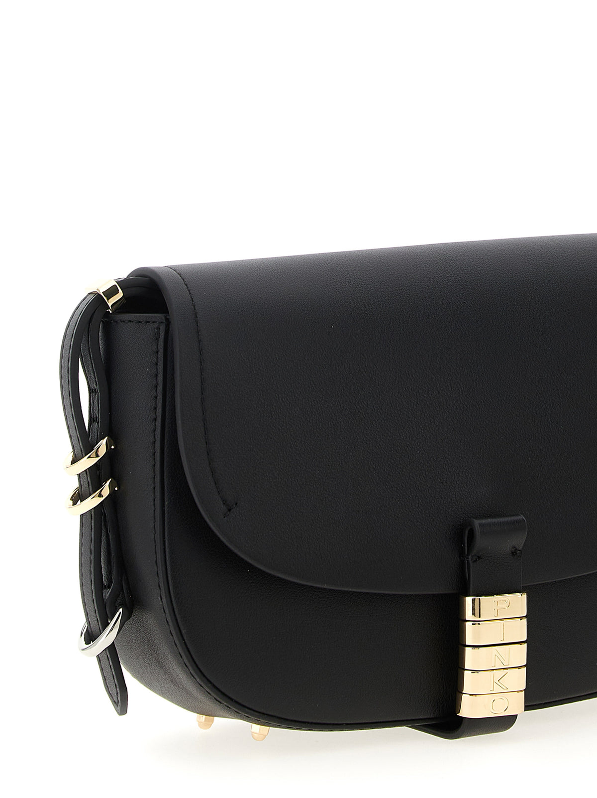 PINKO Saddle Mini Black Calfskin Crossbody Bag