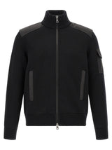 Moncler Black Polyamide Cardigan - Padded Wool Zip-Up