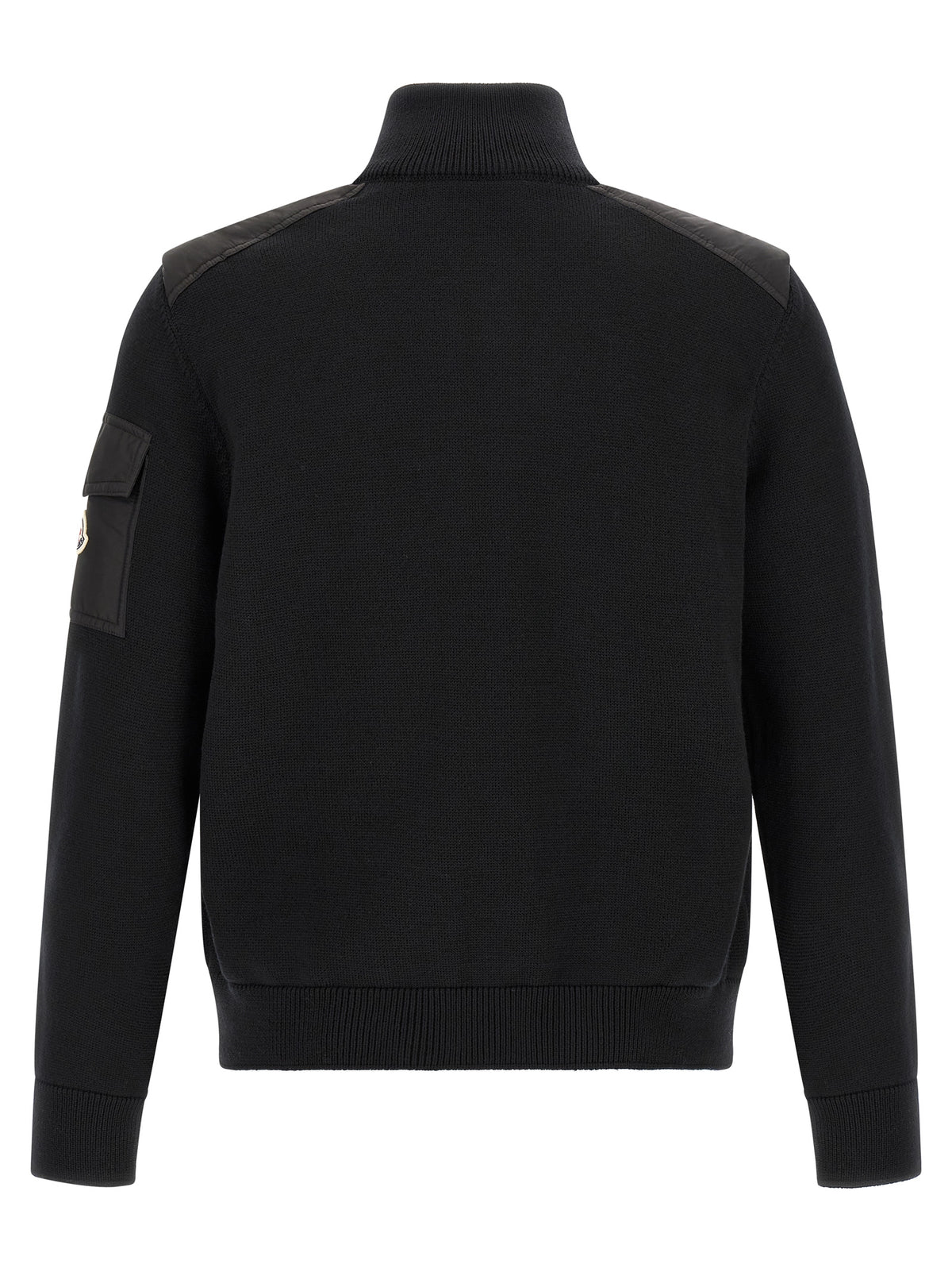 Moncler Black Polyamide Cardigan - Padded Wool Zip-Up