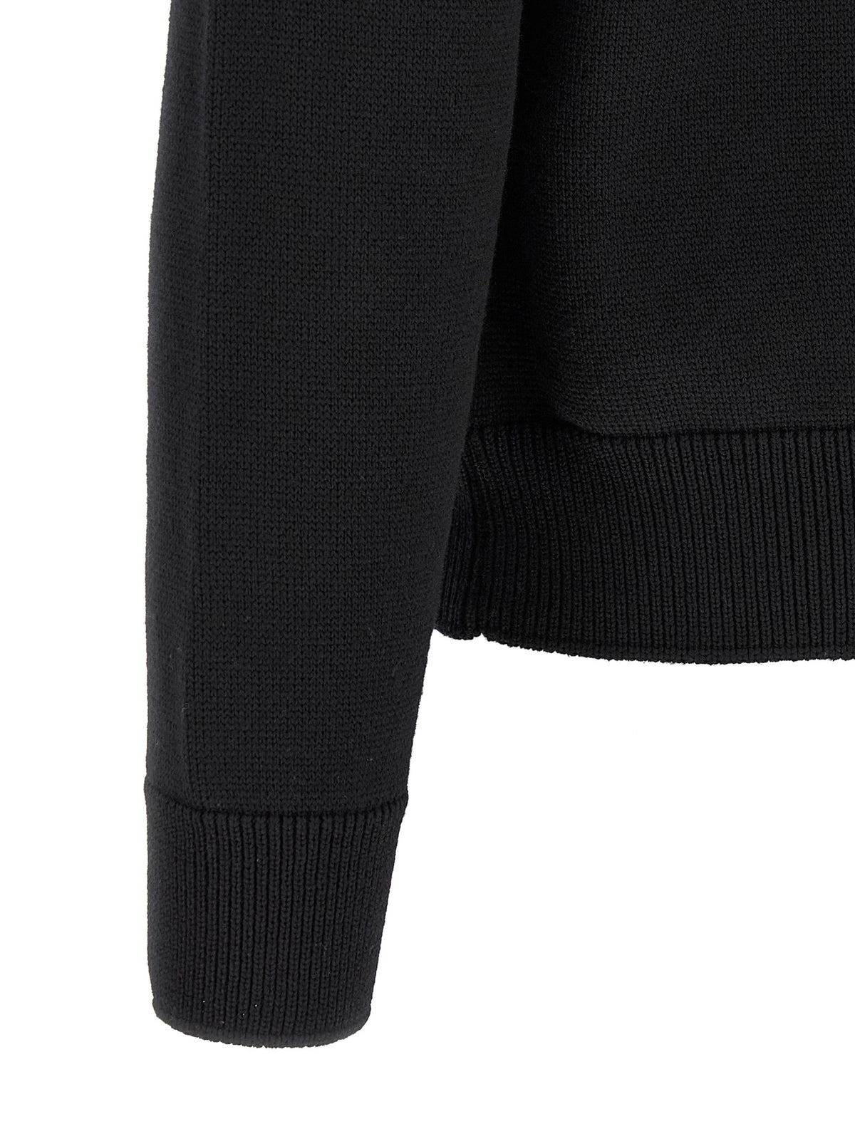 Moncler Black Polyamide Cardigan - Padded Wool Zip-Up