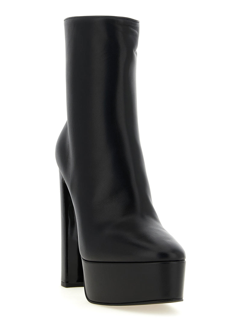 LE SILLA Black Lamb Leather Ankle Boots