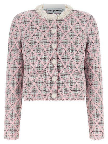 Self-Portrait Multicolor Cotton Cardigan