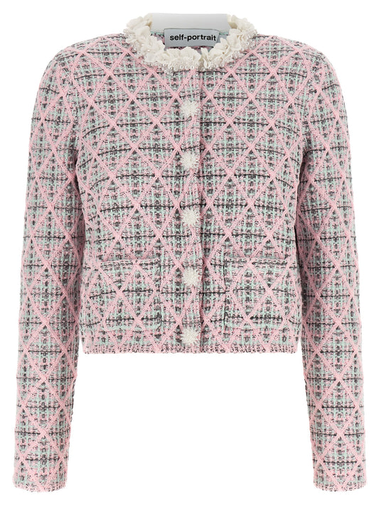 Self-Portrait Multicolor Cotton Cardigan