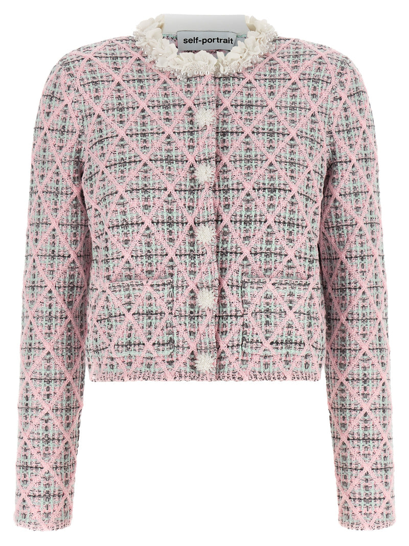 Self-Portrait Multicolor Cotton Cardigan