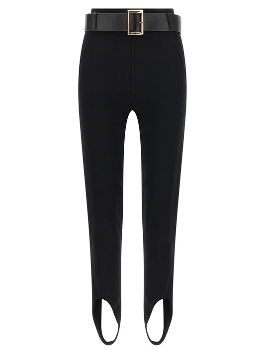 Self-Portrait Black Viscose Leggings