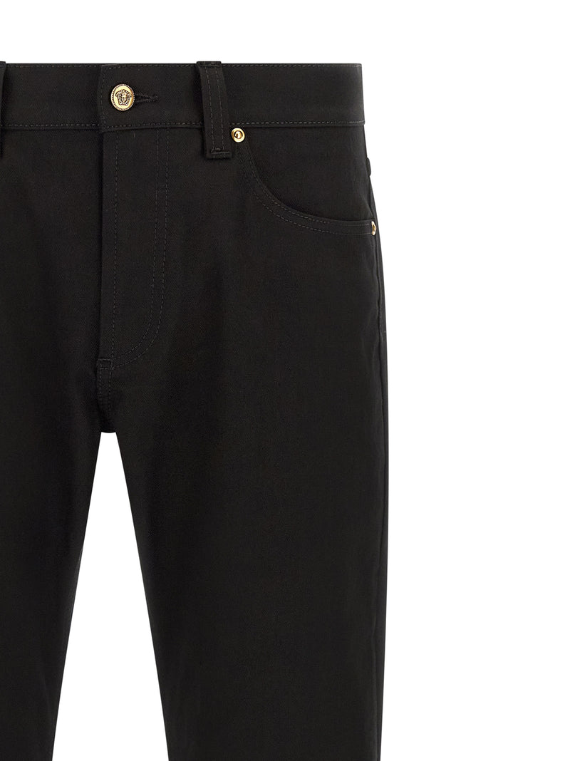 Versace Black Cotton Straight-Leg Jeans