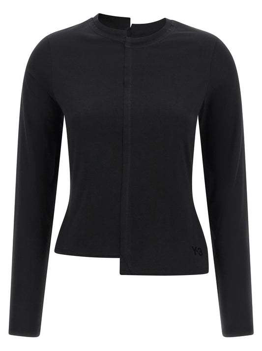 Y-3 Black Cotton Long Sleeve T-Shirt
