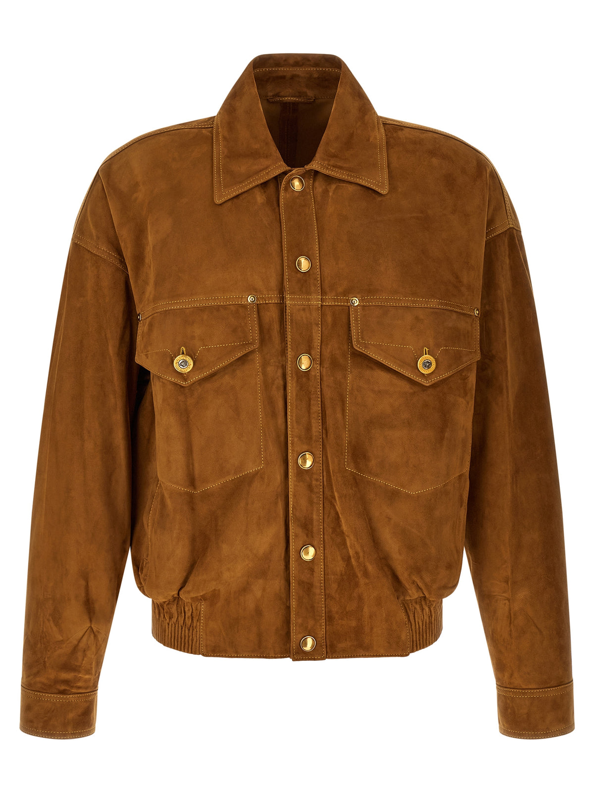 Versace Brown Lamb Leather Jacket - Timeless Elegance