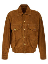 Versace Brown Lamb Leather Jacket - Timeless Elegance