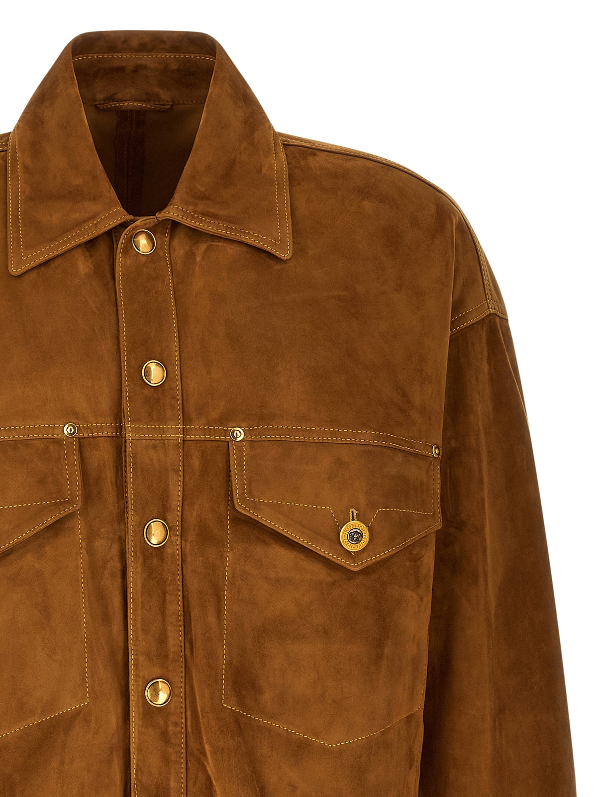 Versace Brown Lamb Leather Jacket - Timeless Elegance