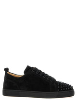 Christian Louboutin Louis Junior Spikes Black Calfskin Sneakers