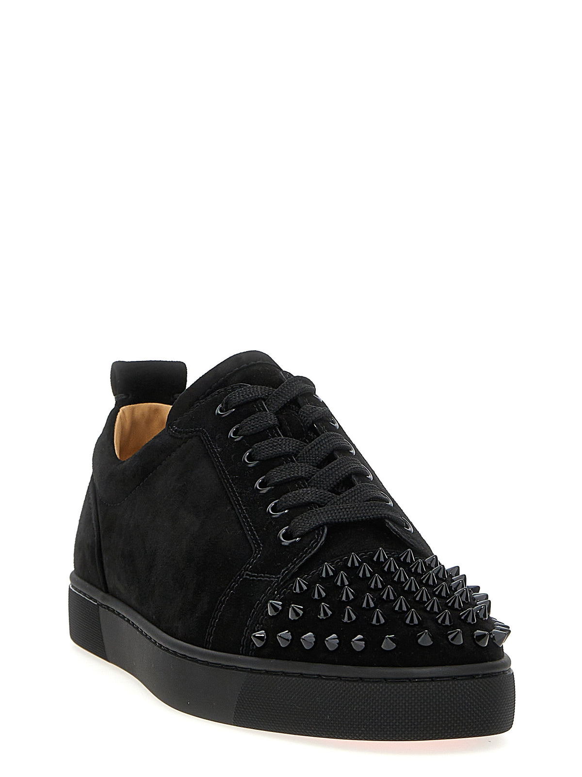 Christian Louboutin Louis Junior Spikes Black Calfskin Sneakers