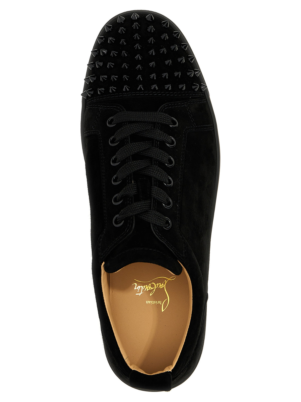 Christian Louboutin Louis Junior Spikes Black Calfskin Sneakers