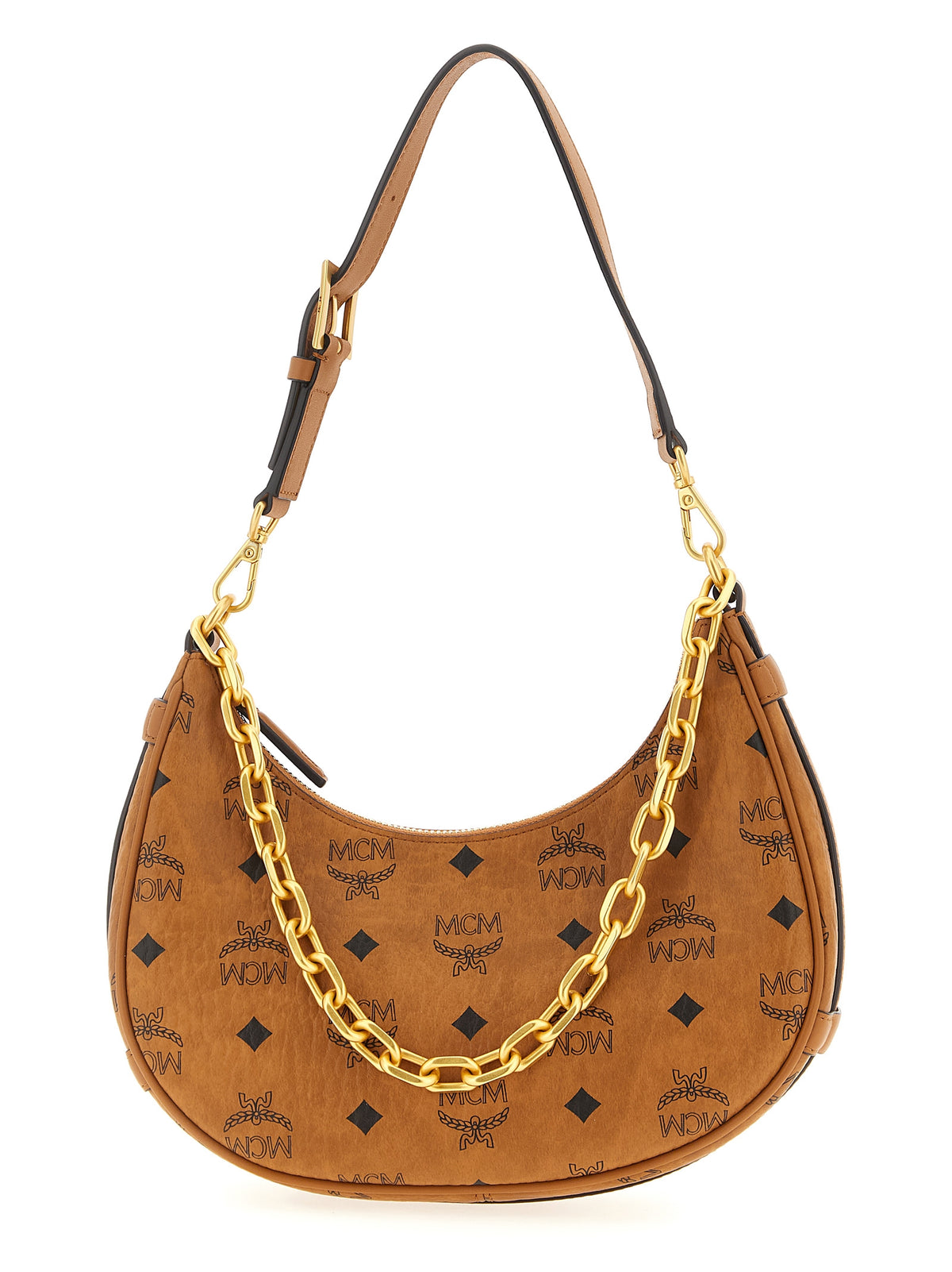 MCM Aren Crescent Hobo Brown Shoulder Bag