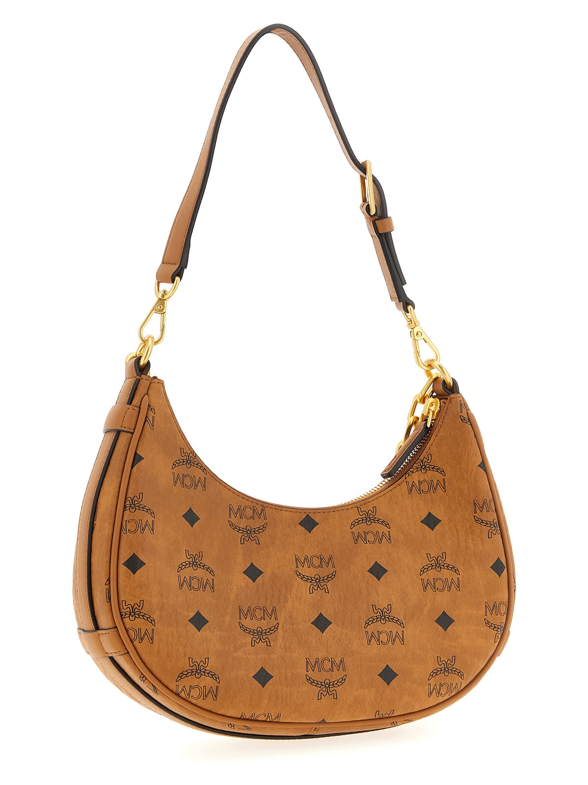 MCM Aren Crescent Hobo Brown Shoulder Bag