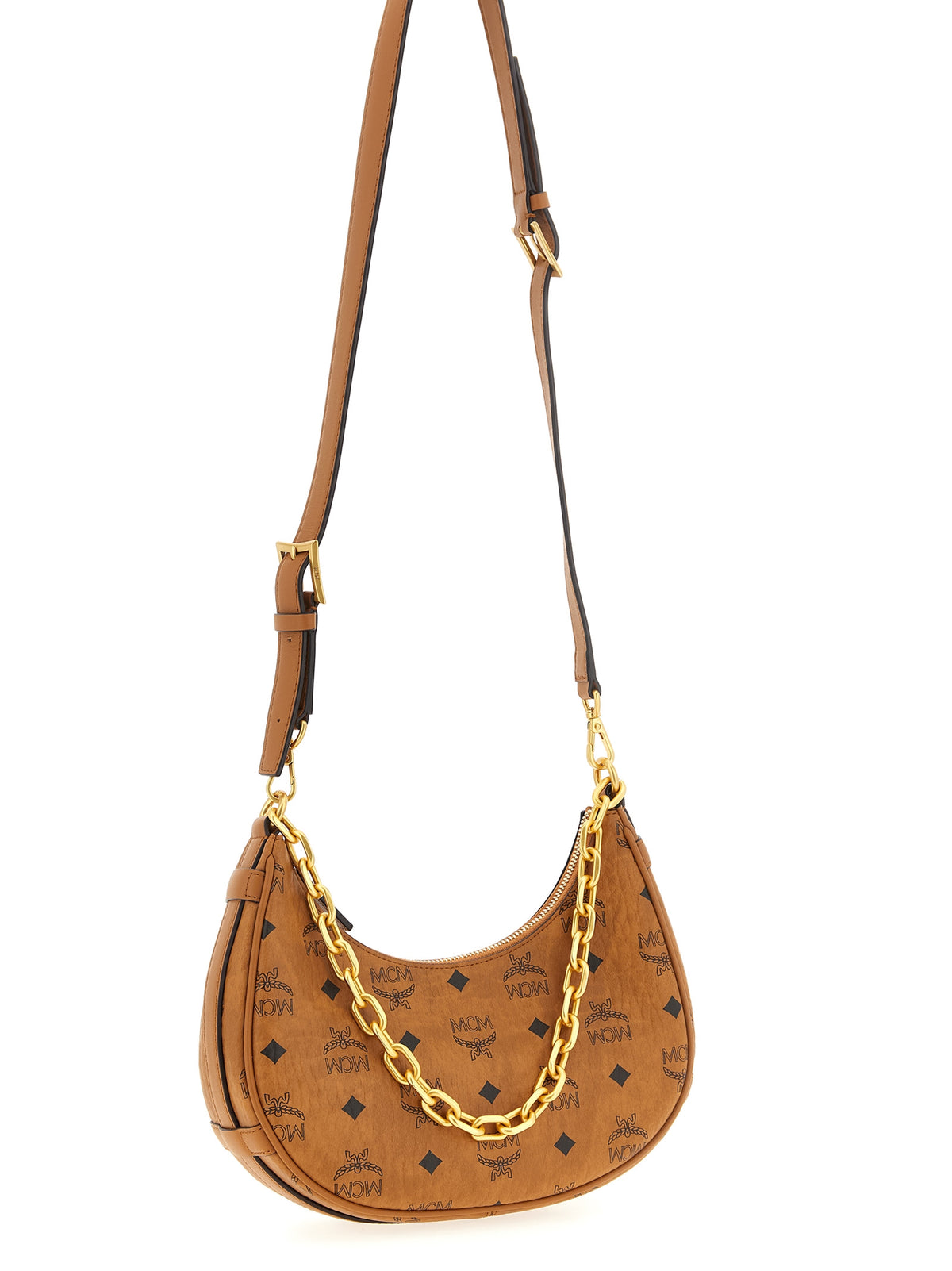 MCM Aren Crescent Hobo Brown Shoulder Bag