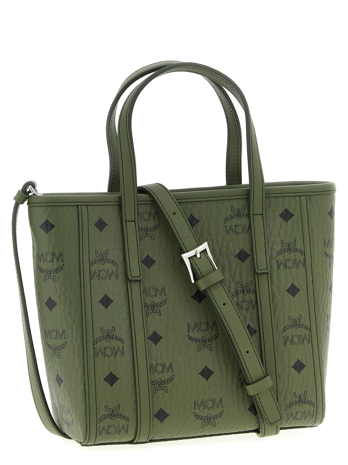 MCM Toni Bicolor Polyethylene Tote Bag - Green