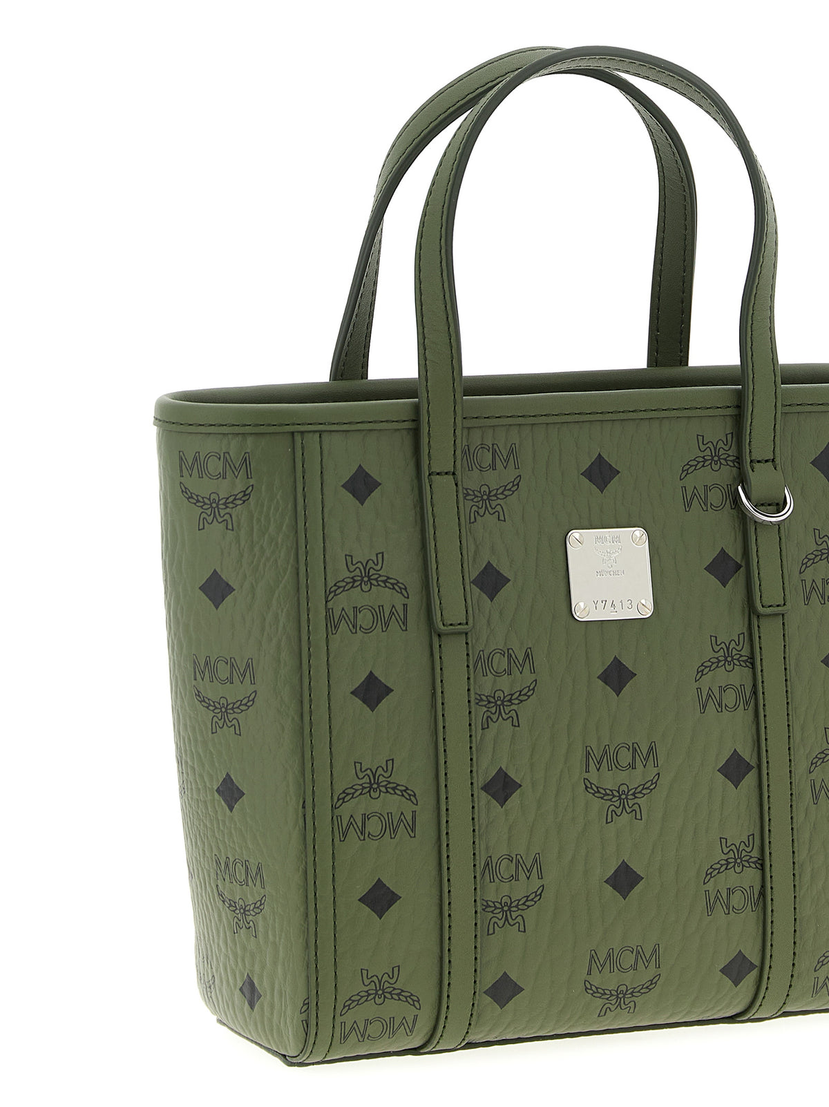 MCM Toni Bicolor Polyethylene Tote Bag - Green